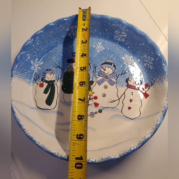 St Nicholas Square Button Up Christmas Snowman Family Ceramic Stoneware Pie Dish - Picture 6 of 12